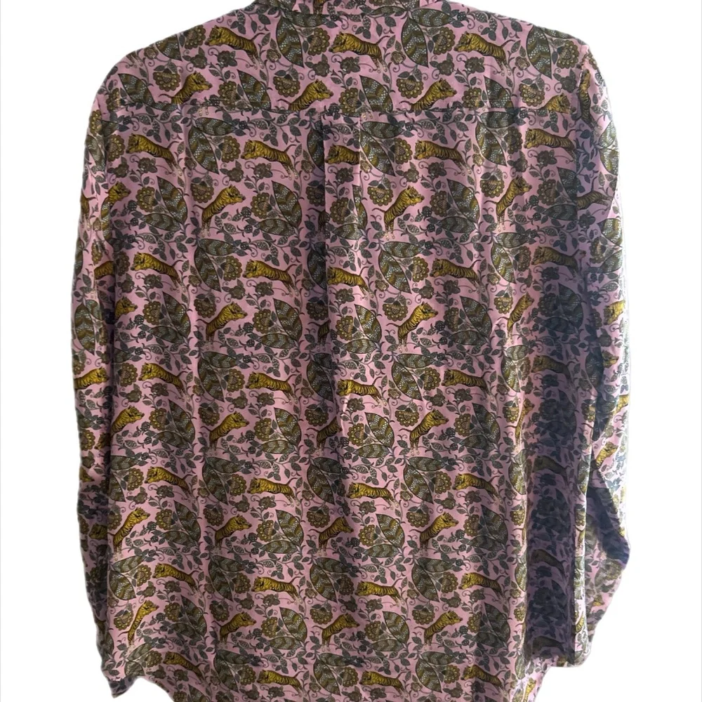 J.Crew Silk Floral Tiger Blouse Size 12 - Picture 2 of 6